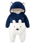 WYTbaby Combinaison Bebe Hiver Polaire Combinaison Pilote Bébé à Capuche, Manches Longues Ours Combinaison de Neige Garcon Fille 0-3 Mois