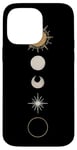 iPhone 14 Pro Max Minimalist Celestial Art Golden, Sun Full Moon Case