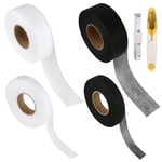 4 Rouleaux Ourlet Thermocollant Largeur 20mm et 40 Mm, Bande Thermocollante Ourlet avec Mètre et Ciseaux, Ruban Thermocollant pour Ourlet, Thermocollant Couture pour Rideaux, Vêtements, Pantalons