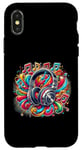 Coque pour iPhone X/XS Casque hip-hop urbain rétro vintage dj fantaisie graffiti