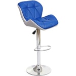 HHG - Tabouret de bar 244, tabouret de bar, cuir synthétique réglable en hauteur, bleu