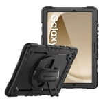 Armor-X Samsung Galaxy Tab A9 Plus Skal Rainproof Rugged Case Hand Strap Kickstand Svart