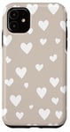 Coque pour iPhone 11 Beige Heart Pattern Cover for Stylish Protection