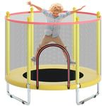 Trampoline pour Enfants Ø150cm, avec Filet de Sécurité Surélevé, Cadre en Acier, Trampoline Extérieur et Intérieur stable - Jaune