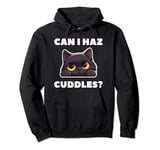 Feline Feels - 'Can I Haz Cuddles?' Sorrowful Cat Design Pullover Hoodie