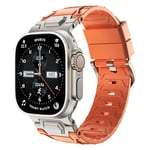 LULULOOK Bracelet en Elastomère Fluoré pour Apple Watch Ultra, [Connecteurs en Titane] Souple et Facilement Nettoyable, Respirant, Légère (50g), Bracelet pour Apple Watch, Ultra 2 Serie 10 9 8- Orange