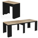 Table console extensible orlando 10 personnes 235 cm bois noir et façon hêtre