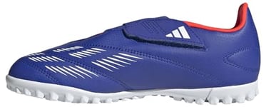 adidas Predator Club Velcro J Football Boots Turf Shoes, Lucid Blue/Cloud White/Solar red, 3.5 UK