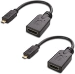 Ensemble de 2 adaptateur micro hdmi vers hdmi (cable micro hdmi vers hdmi),15cm avec prise en charge 4K et HDR