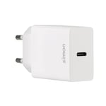 SIMON - Chargeur USB C, prise USB avec charge rapide, chargeur mobile 20,0 W (max), chargeur rapide de type C, technologie Quick Charge et Power Delivery, Blanc