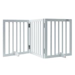 VEVOR Free Standing Dog Gate, Wooden Freestanding Pet Gate 24" H x 60" W, 3 Panels Foldable Dog Gate for Wide and Narrow Passageways, Expandable Dog Barrier with Silent Foot Support for Indoor, White