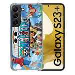 Cokitec Coque Renforcée en Verre Trempé pour Samsung Galaxy S23 Plus Manga One Piece Sunny