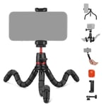 NEEWER Tripod for iPhone with Remote/Action Camera Mount Adapter/Phone Holder, Mini Flexible Camera Phone Tripod Stand Compatible with GoPro Samsung DSLR Camera Webcam for Vlog, Video Recording, T72