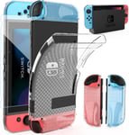 Coque Compatible Avec Nintendo Switch Avec Protection Écran, Étui Nintendo Switch Protection Ecran Verre Trempé,Résistant Aux Rayures, Antidérapant, Antichoc Avec Poignées Pouce