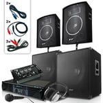 Set DJ PA "Bassmountains USB" 4 enceintes 1 ampli 1 mixer 2000W