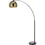 Lampadaire Arquer arc lampe de salon abat-jour doré pied marbre noir Teamson Home VN-L00012-EU