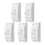 Basic R2 Interrupteur Connecte Wifi ,Commutateur Intelligent Compatible Avec Alexa/Google Home,10A/2200W,Contrôle A Distance,Commande Vocale,Fonction De Temps,Aucun Hub Requis(5 Pack)