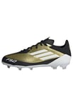 adidas F50 League Messi Football Boots Firm Ground, Gold Metallic/Cloud White/Core Black, 10 UK