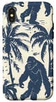 Coque pour iPhone X/XS Bleu Minimaliste Tropical Vintage Bigfoot Mythique Sasquatch