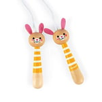 Janod - Wooden Rabbit Skipping Rope - Adjustable Size - From 3 Years Old, J03197, Yellow Pink