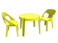 resol Rita Set Enfant de 2 chaises et 1 Table, Plastique et polypropylène, Vert Lime, 60 x 51 x 78 cm, Lot de 3