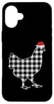 Coque pour iPhone 16 Plus Chemise de Noël poulet noir et blanc Buffalo Plaid Pyjama