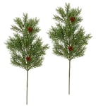 Flair Flower Lot de 2 Branches de Sapin artificielles avec Pommes de pin - Branche décorative - Vert Sapin - Conifères - Décoration de Noël - Couronne de l'Avent