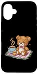 iPhone 16 Plus Cartoon teddy bear with honey and tea Case