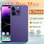 I14 ProMax 6.7in Téléphone Intelligent, Ten Core 2G 5G WiFi, 4GB+64GB, 8MP+16MP, 7000mAh Android 11.0 Violet