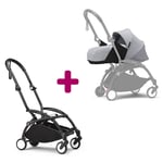 Stokke Pack chassis poussette YOYO³ Noir + pack nouveau-né 0+ Stone