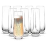 Milo Set med 8 stjälklösa champagneglas i kristall. 9,4 oz champagneglas. Prosecco vinglas, Mimosa glas set, cocktailglas set, vattenglas