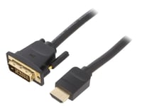 Cable DVI-D -18-1- prise male HDMI prise male Full HD 2m - Noir