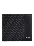 BOSS Embossed Logo Leather Wallet, Black