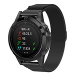 Garmin Fenix 5 milanese ruostumaton teräs magneettinen vaihto ranneke kellolle - Musta