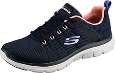 Skechers Femme Flex Appeal 4.0 Elegant Ways Basket, Bordure en Maille Bleu Marine, 39 EU