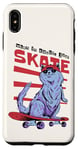 Coque pour iPhone XS Max Just Skate Fun Planche de skateboard rétro Motif chat Rouge