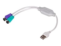 Akyga - Adapter För Tangentbord/Mus - Ps/2 (Hona) Till Usb (Hane) - 25 Cm - Vit