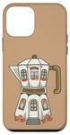 Coque pour iPhone 12 mini Cafetière dans une cafetière à expresso, illustration mignonne