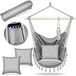 tillvex Hamac Chaise Suspendu + 2 Coussins | Chaise à Franges avec Porte-Boisson - Intérieur et Extérieur | Hamac Siége de Suspension, Balançoire pour Balcon, Jardin, Terrasse