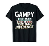 Mens Gampy Gift for the Man Myth Bad Influence Grandpa T-Shirt