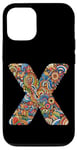 Coque pour iPhone 14 Pro Lettre initiale du nom de l'alphabet X dans le style Doodle Art