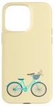 Coque pour iPhone 15 Pro Max Vélo rétro bleu pour fille avec panier de fleurs