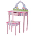 Fantasy Fields By Teamson Childrens Play Wooden Vanity Table, Stool Set & Mirror TD-13245A