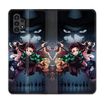 Cokitec Housse Cuir Portefeuille pour Samsung Galaxy A13 4G Manga Demon Slayer Noir