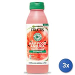 3x Garnier Shampooing Pour Cheveux Fructis Cheveux Food Pastèque, 350 ML