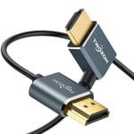 Fin Câble Hdmi Vers Hdmi Coudé 90° Degré 1M, Flexible Et Slim Droit Angle Cordon Hdmi 2.0 Supporte 3D 4K@60Hz