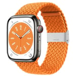 Flätad Solo Loop För Apple Watch ultraband 49mm 45mm-40-41mm-44mm Nylon Elastiskt armband iWatch series 9 8 se 6 7 5 4 3 band Orange 14 49mm 45mm 44mm 42mm