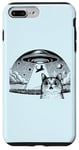 Coque pour iPhone 7 Plus/8 Plus Alien Cat Meme - Drôle de vaisseau spatial OVNI