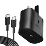 For Samung Super Fast Charger 25W Plug With 6 FT USB C Cable,for Samung Galaxy S24 Ultra,S23 Ultra, S22 Ultra,S24+, S23+, S23, S22+, S22, S20, S20 FE, S21, S10, A53, Fast Charger USB C,Black