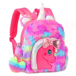 LSSAGOON Sac à Dos Fille Primaire Mode Licorne Peluche, Cartable Enfant Maternelle Mignon, Petites Backpack Préscolaire pour Scolaire Garderie Ecole, Cadeau pour Anniversaire Xmas